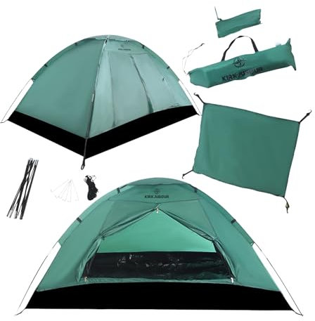 KIRKJUBØUR® Vindr 1-Person-Camping-Zelt: Wasserdicht, leicht & stabil. Ideal für Camping-Abenteuer - Mit Fiberglass-Gestänge, kompaktem Packmaß & praktischer Tragetasche (Grün)