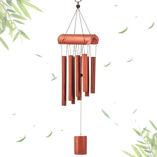 DONGDA Carillon à Vent en Bambou, 8 Tubes Klangspiel Ton Profond, Carillons a Vent Bambou Naturel, Carillon pour Extérieur et Intérieur, Carillon pour Jardin, Cour, Terrasse
