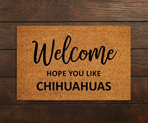 Traqunn Chihuahuas Doormat, 30x18 In, Welcome Funny Dog Breed Mats, Non-Slip, Polyester, 1.2cm Thick
