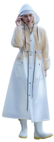 Beokeuioe Manteau de pluie, long, pour vélo, pour femme, imperméable, coupe-vent, vêtement de pluie pour adulte, respirant, coupe-vent, coupe-vent, transparent, M
