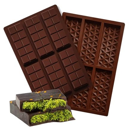 wokdsbl 2 Stück Schokoladenform Silikon- Silikonformen Backen Schokolade Selber Machen Set- Dubai Schokoladentafel Silikon Tief für Pistazien Schokolade