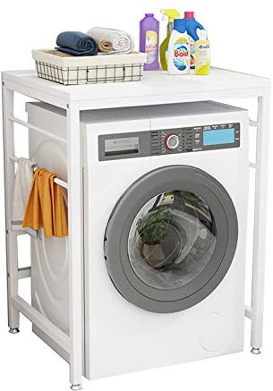 Étagère à linge et support de sèche-linge pour machine à laver à chargement frontal, unité de rangement sur pied au-dessus de la machine à laver et du sèche-linge dans la salle de bain