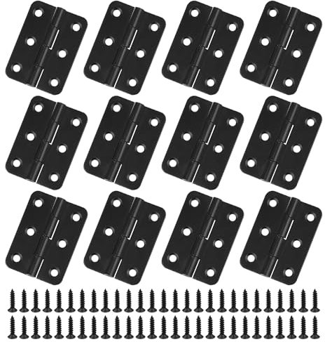 JJWNMLL Hinges 12 pcs - 2 inch Hinges for Wood Black Door Hinge with 74 pcs Hinge Screws for Home Furniture Hardware Cabinet Closet Door Drawer Wood Box