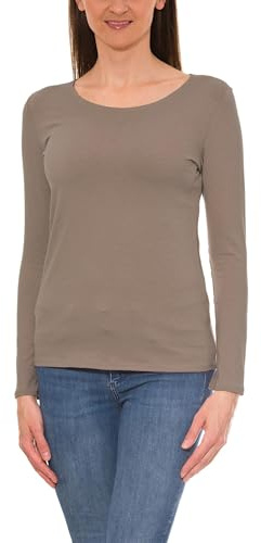 Alkato Damen Langarm Shirt mit O-Ausschnitt