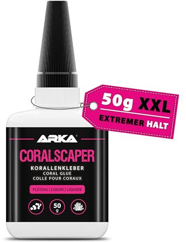 Colle liquide corail 50 g – ARKA CORALSCAPER – super glue extra fluide pour fixation récifale large & précise – colle rapide pour SPS, LPS & roches poreuses – adhérence instantanée sous l’eau