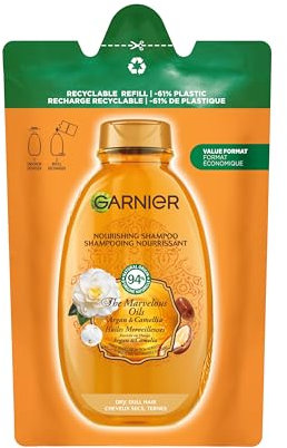 Garnier Ultra Wunderbare Öle Argan & Kamelie, Eco-Nachfüll-Shampoo, nährend, trockenes Haar, stumpfes Haar, 250 ml
