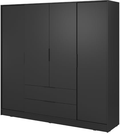 Lomadox Schlafzimmer Schrank Drehtürenschrank Kleiderschrank 206 cm in schwarz