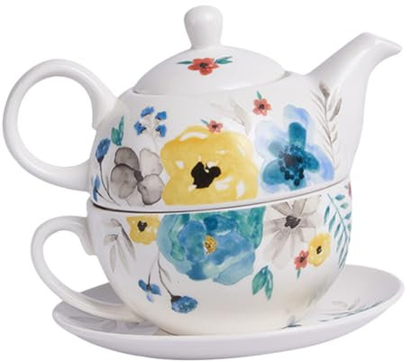 MAGICLULU 1 Juego Té Cerámico De Tetera Pequeña Con Taza Y Plato Accesorios Para Té Elegantes Y Duraderos Para Ceremonias De Casa