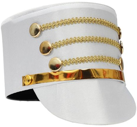 MSemis Kinder Royal Guard Majoretten-Hut Königliche Soldatenhut Marching Band Hut Uniform Trommlermütze Karneval Fotografie Fasching Weiß One Size