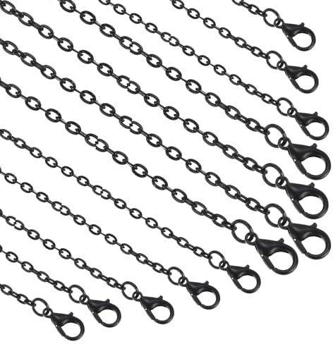 sourcing map 20 Pack 18 Inch Necklace Chains Bulk 2mm Black Plated Cable Chains with Lobster Clasps for Jewelry Making