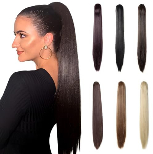 Benehair Coda di Cavallo Extension 53 cm Coda Capelli Extension con Pinza Sintetici Coda Finta Capelli Ponytail Extensions per Donna(Marrone Naturale, 140g)