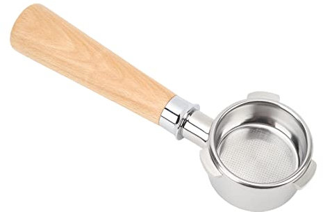 54mm Bottomless Portafilter, Handheld Naked Portafilter, Stainless Steel Portafilter with Wood Handle for Brevilles Coffee Machine (Type A2 Beech Wood)