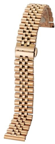 CKAKZTPTEV Bracelet de montre en acier inoxydable à extrémité incurvée for hommes et femmes(Rose Gold,17mm)