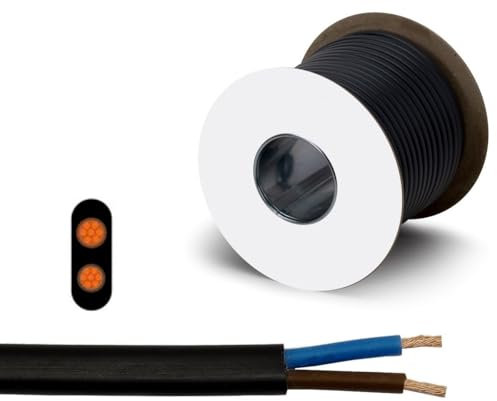 2 CORE ELECTRICAL FLAT CABLE TWIN FLEX WIRE BLUE BROWN FLEXIBLE 1-42A (2.5mm² (5m length))