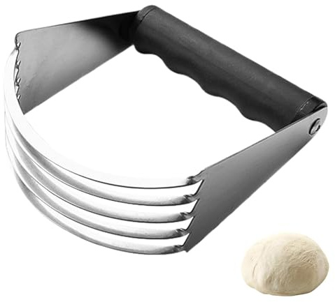 Stainless Steel Pastry Cutter - Sturdy 5-Blade Dough Blender for Baking, Pastry, Pizza Dough, Kitchen Mixer