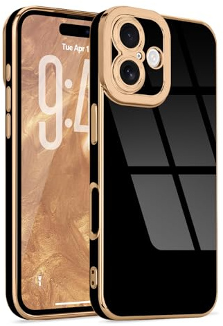 Lafunda for iPhone 17 Case Luxury Bling Plating, Black | Full Camera Protection Soft TPU Bumper, for Women Gilrs Simple Slim Anti-Scratch Shockproof Protective Cover