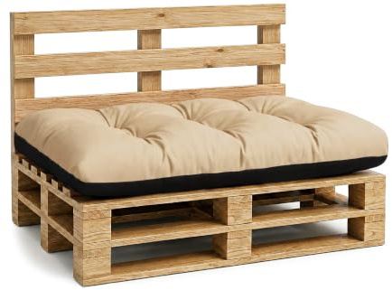 Amazinggirl Palettenkissen Outdoor Kissen Sitzkissen 120x80 cm - Auflagen für Paletten Europaletten Palettensofa und Palettenmöbel Palettenpolster Outdoorkissen Gartenkissen Beige