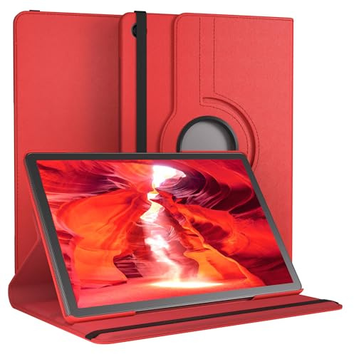 EAZY CASE - Tablet Hülle für Samsung Galaxy Tab A11 Plus Schutzhülle 11 Zoll Smart Cover Tablet Case Rotationcase zum Aufstellen Klapphülle 360° drehbar mit Standfunktion Tasche Kunstleder Rot