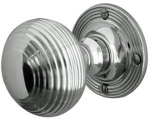 reeded mortice Door knob - Polished Chrome (2)