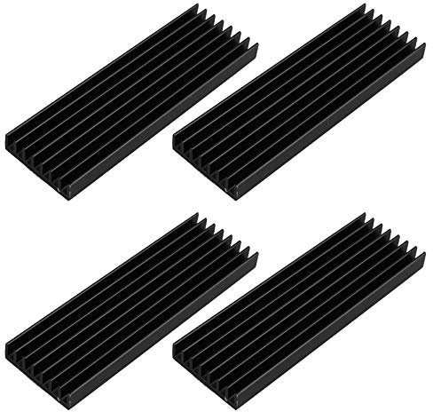 Futheda 4 PZ Alluminio Dissipatore di Raffreddamento Pinna per M.2 Solid State Hard Disk SSD RAM PC senza Nastro Adesivo Termico 70 x 22 x 6mm Nero