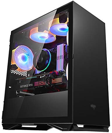Gaming Case, Mid-Tower PC Gaming Caso M-ATX/ITX - I/O Anteriore USB 3.0 Port - Pannello Laterale In Vetro Temperato - 5 Fan Posizione - Water-Cooling Pronto