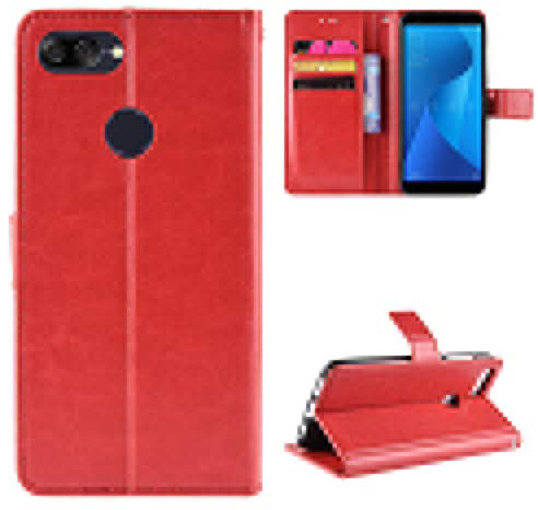 QiongniAN Coque pour ASUS Zenfone Max Plus ZB570TL,Coque pour ASUS ZenFone Max Plus M1 X018D / ZenFone Pegasus 4S ZB570TL Coque Portefeuille en Cuir à Rabat Cover Red