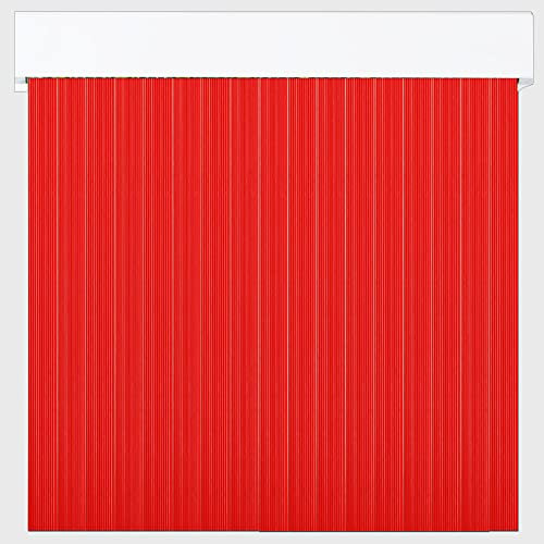 Cortinas Exterior Puerta de Tiras | Material Plastico PVC y Barra Aluminio | Ideal para Terraza y Porche | Antimoscas | Rojo | 210 * 90