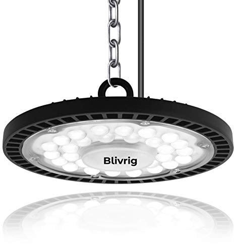 Blivrig 100W LED UFO Industrielampe, 10000LM LED Hallenstrahler 6500K Kaltweiß, Werkstattlampe mit Kabel, für Fabriken, Flughafen, Patio, Restaurant