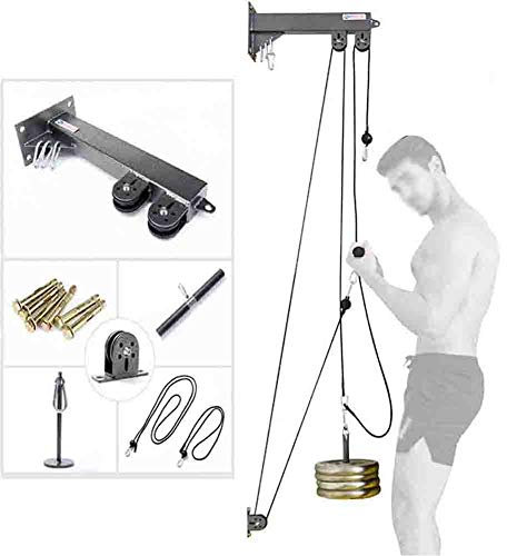 RSGK Wall-mounted Cable Pulley System, Mounted System with Loading Pin - LAT Pull Down, Ab Pulldowns, Biceps Curl, Forearm And Wrist Blaster At Home Gym