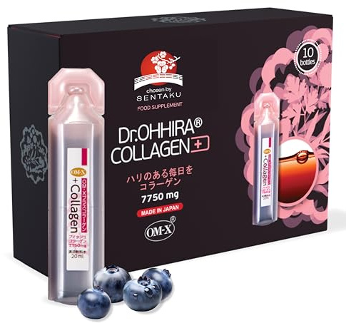 Dr.OHHIRA® Collagen+ Marine Kollagen, Typ 1, 2 & 3, Trinkampullen | 7750 mg hydrolysiertes Marine Kollagen mit Tripeptiden, Hyaluronsäure, Elastin, Vitamin C & Q10