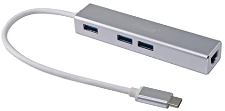 Equip 133481 USB-C zu 3-Port-USB-Hub mit Gigabit Adapter/Silber