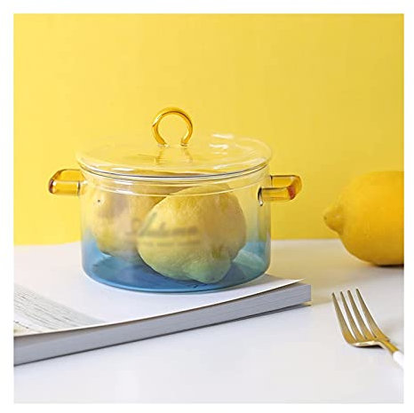 Saladiers Bol en verre transparent avec couvercle rond double oreille instantanée bol de nouilles de nouilles de cristal verre salade de mélange de mélanges cul ménages Bol à dessert ( Color : A )