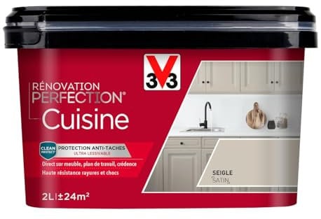 V33 Peinture de rénovation cuisine, Rénovation perfection Seigle satin 2L