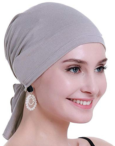osvyo Bambus Chemo Kopftuch für Frauen mit Haarausfall - Krebspatienten Kopfbedeckung Turban in Versiegelter Verpackung LICHTGRAU