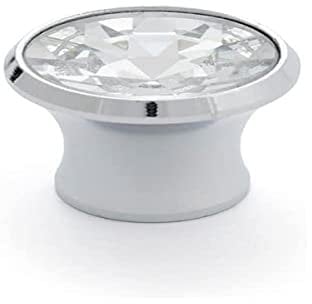 REI 68463 Blister con 4 POMOS REDONDOS para MUEBLE FABRICADO EN Cristal ACABADO Cromo Brillo-Transparente MOD.943 Ø27mm, Multicolore