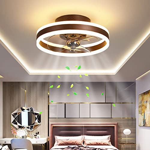 JMrider Deckenventilator Mit Beleuchtung LED Deckenleuchte Timing Ventilator Modern Leise Fan Deckenlampe Wohnzimmer Schlafzimmer Kinderzimmer Esszimmer 48W Beleuchtung,Braun