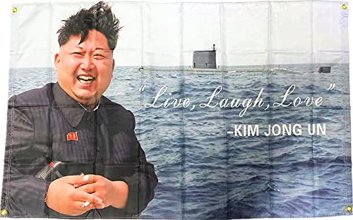Lixure Kim Jong Un Flagge, Liebe, Laugh Live, 90 x 150 cm, lebendige Farben und lichtbeständige Flaggen, Polyester mit Messingösen, für drinnen und draußen, 90 x 150 cm