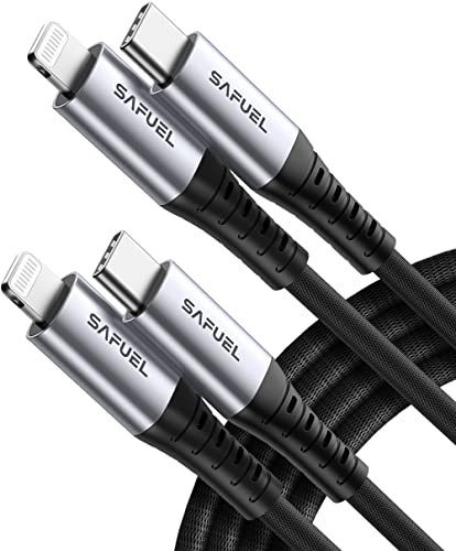 SAFUEL Câble USB C vers Lightning 2M+2M [Certifié MFi] Câble USB C iPhone Chargeur Rapide Power Delivery Fil Lightning USB C pour iPhone 14 13 12 11 Pro Max Mini XR XS Max X 10 8 7 SE 2020 iPad