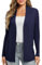 EXCHIC Leicht Damen Lange Ärmel V-Ausschnitt Lange Gestrickt Cardigan Gemütlich Offene Front Strickjacke mit Taschen (XXL, Navy Blau)