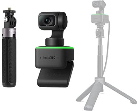 Insta360 Link AI-Powered 4K Webcam with Dual Microphones, Gesture Control, HDR, AI Tracking, Deskview and Streamer Mode - Built-in Privacy Protection - With Tripod