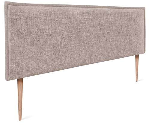 DHOME Kopfteil aus natürlichem Leinen einfarbig mit Paspelierung für Bett Schlafzimmer modernes Top Trend (Erde, 150x105cm Mit Füßen (Betten 150/160))