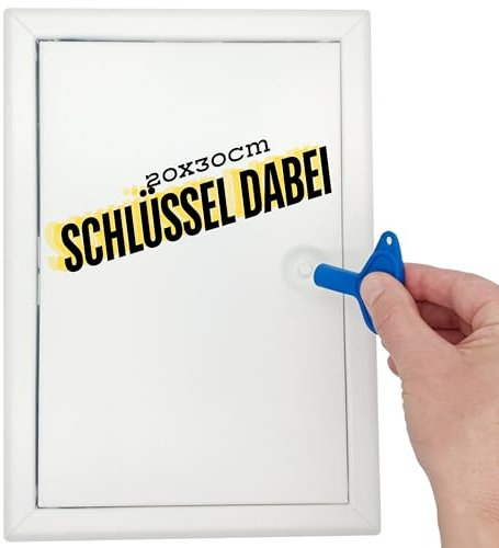 Trappe d'inspection 20 x 30 cm avec fermeture carrée - En tôle d'acier blanche - Fermeture carrée - Trappe de maintenance - Trappe de service - Porte d'inspection de baignoire - 20 x 30 cm