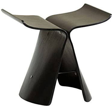 Lhq Kreativer Schmetterlingshocker Holz Gepolsterter Ankleidehocker Wasserdichter Anti-Rutsch Badezimmer Duschhocker für Wohnzimmer Schlafzimmer Küche, 42×30.5×38cm(Color:Schwarz)