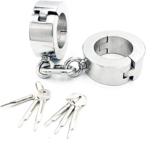 Schwere Handschellen aus Edelstahl, 4 cm hoch abschließbare Handschellen aus Metall Fesseln für Männer und Frauen Handfesseln