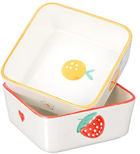 Rat Food Bowl 2pcs Hamster Food Bowl Ceramic Water Bowls Rabbit Feeding Bowls Guinea Pig Cage Food Dish Cute Plates for Bunny Gerbil Ferret Chinchilla Hamster Bowl