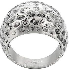HIJONES Herren Edelstahl gehämmert Oberfläche Ring klassisch Einfach Signet Stil Pinky Finger Aussage Ringe Silber Chunky Dome Größe 62