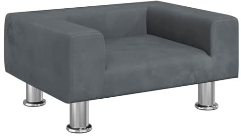vidaXL Hundebett, Hundekissen mit weicher Polsterung, Hundesofa Hundecouch für kleine Hunde Haustiere, Haustierbett Katzenbett, Dunkelgrau Samt