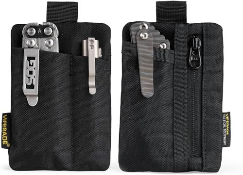 VIPERADE VE29 Mini EDC Pouch Mini Taschen Organizer mit 4 Taschen,Kleine EDC Pocket Organizer Mini Multitool Tasche Schlüsseltasche Klein Herren Geldbörse Klein Rucksack-Zusatztasche -Schwarz