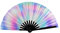 Wmool 33cm Gradient Reflective Foldable Fan Soft Fiber Cloth Fan Colorful Large Fan Fan Dance Photography Hand Kung Props Fu