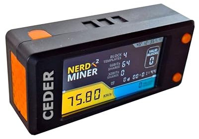 CEDER - Nerdminer V2 Pro Mining Bitcoin BTC 79KH/S Solo Miner Geringem Stromverbrauch leicht BTC Nerd Miner fertig montiert WiFi & USB-C Power Lucky (Lottery Miner Win 3.125 BTC) (T-Display)